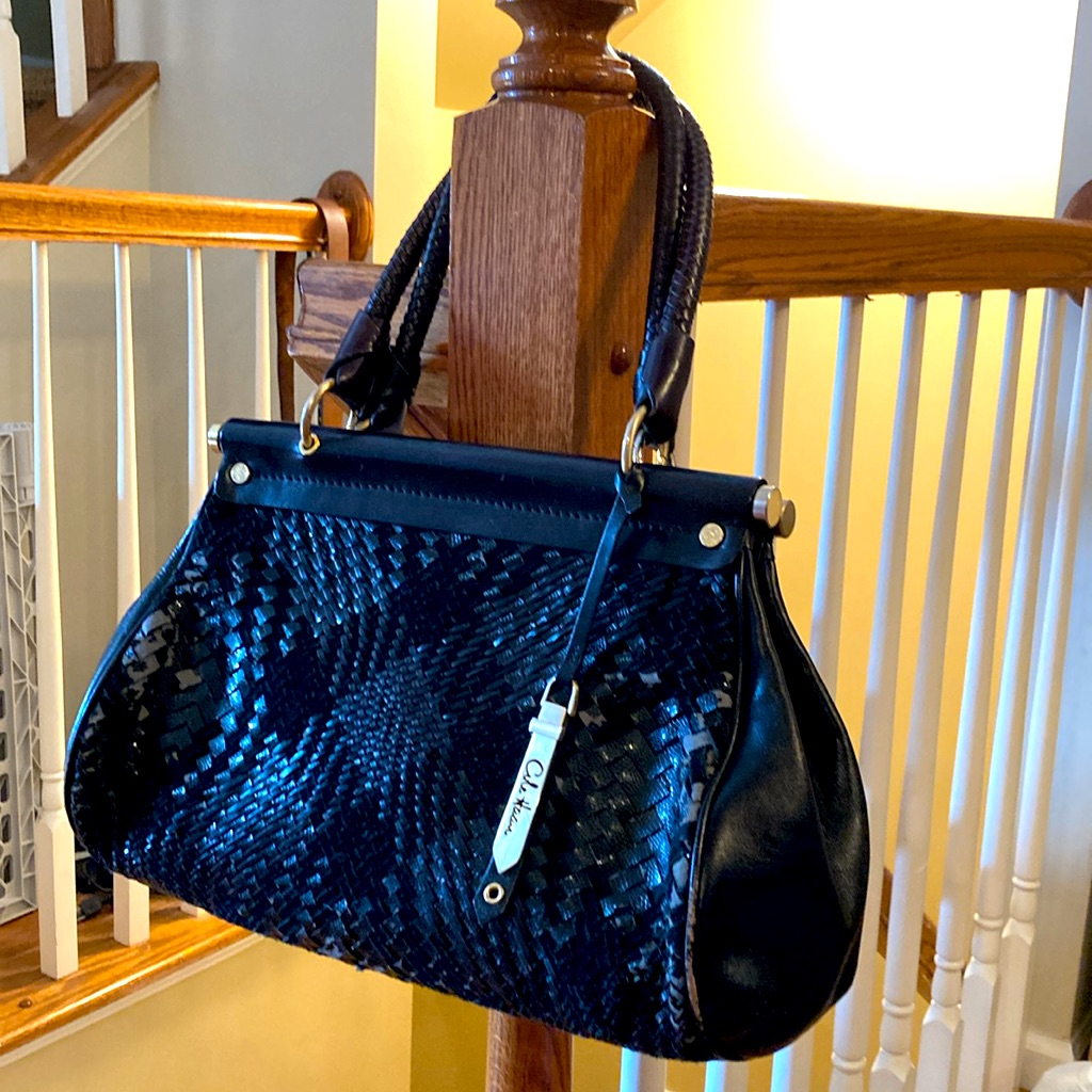 Cole Haan Chic Black Woven Leather Handbag